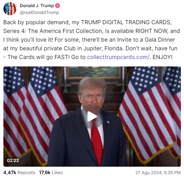 Donald Trump Luncurkan 4th NFT Collection - Bittime