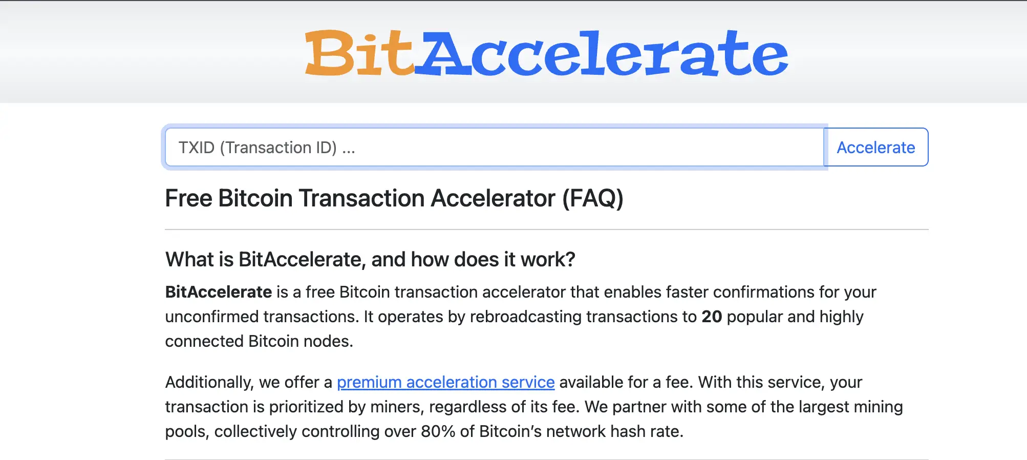 5 Bitcoin Accelerator untuk Transaksi BTC Macet Terpopuler Gratis dan Berbayar - bitaccelerate.webp