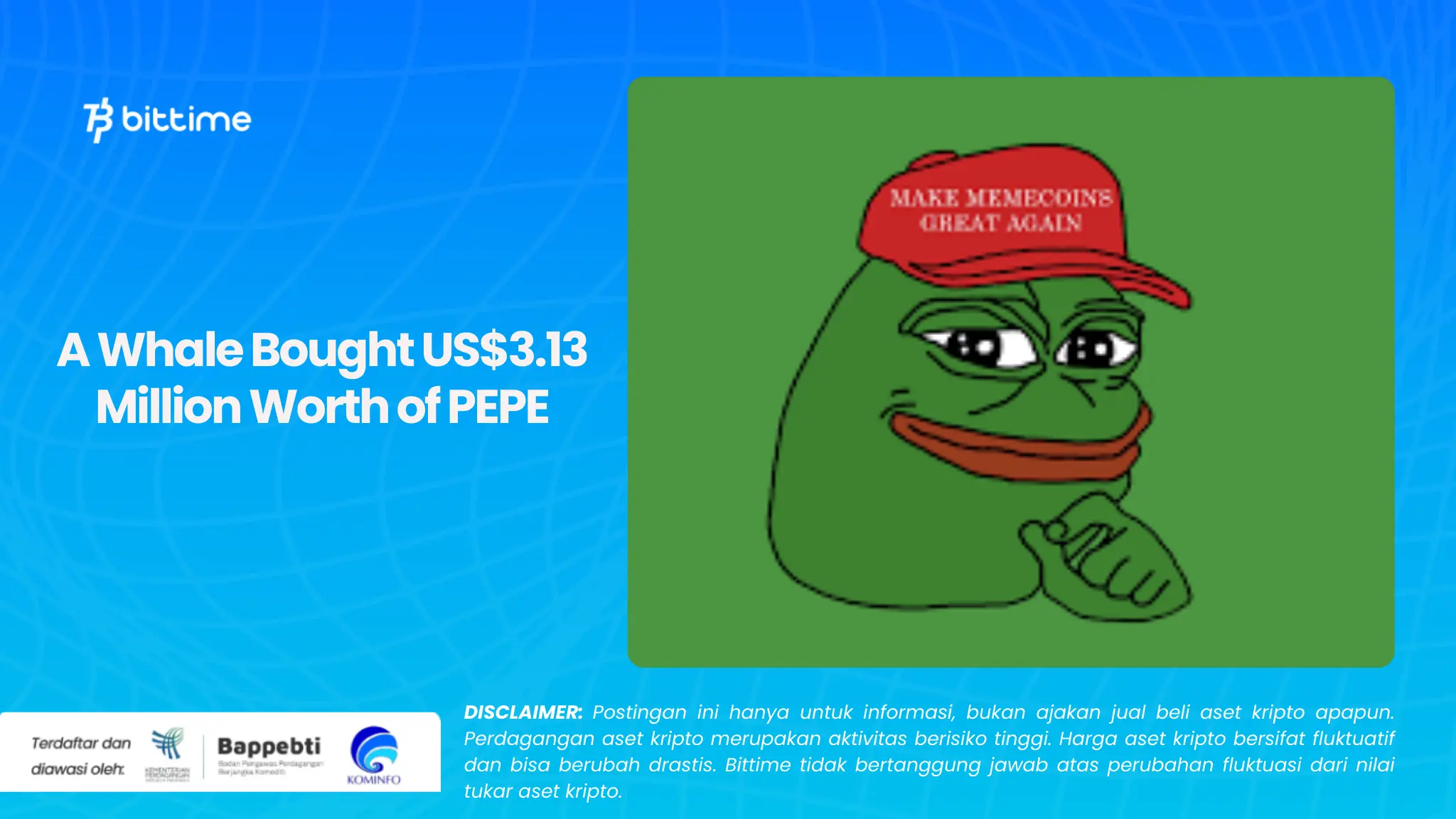 A Whale Bought US$3.13 Million Worth of PEPE