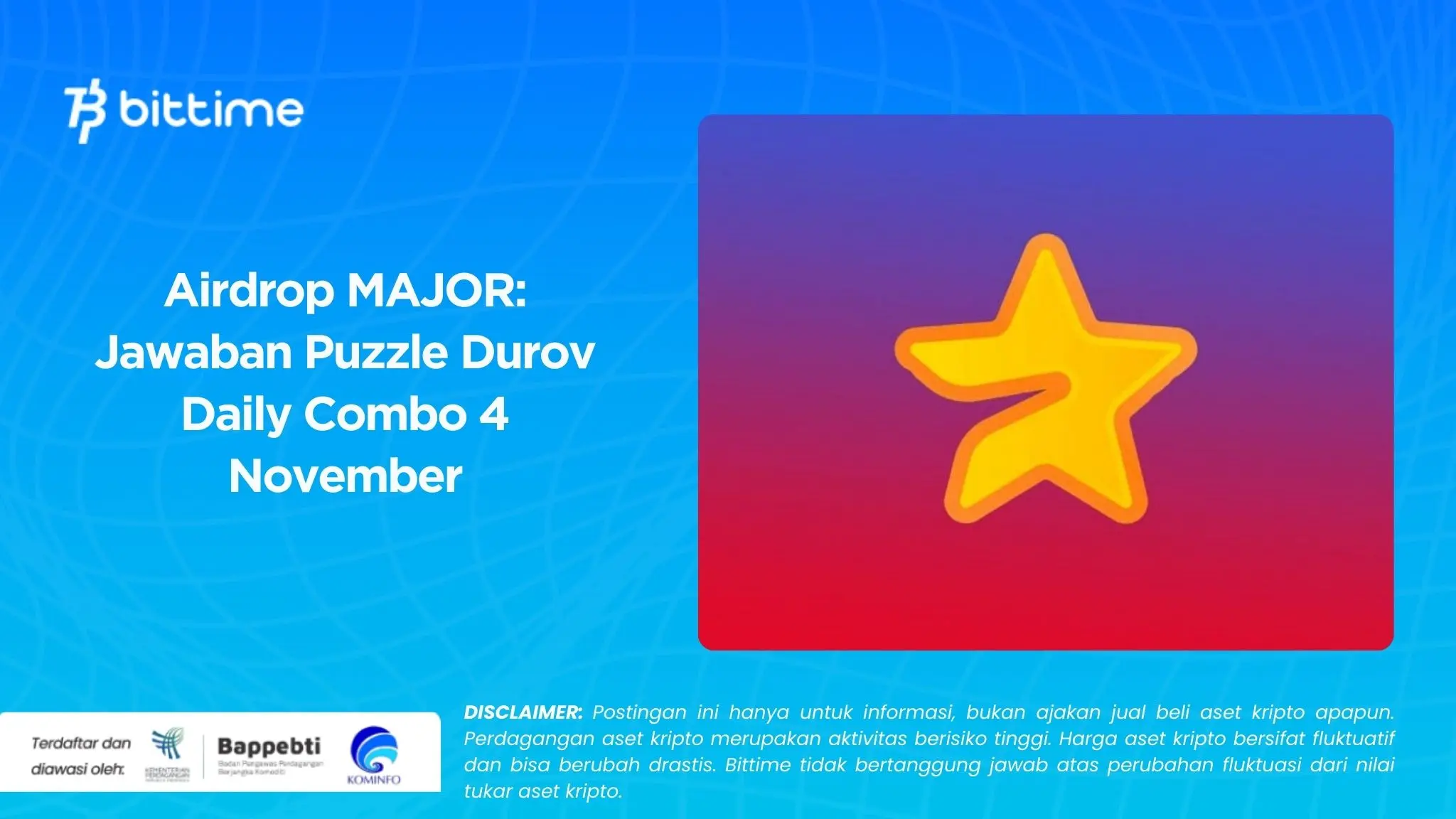 Airdrop MAJOR Jawaban Puzzle Durov Daily Combo 4 November.webp