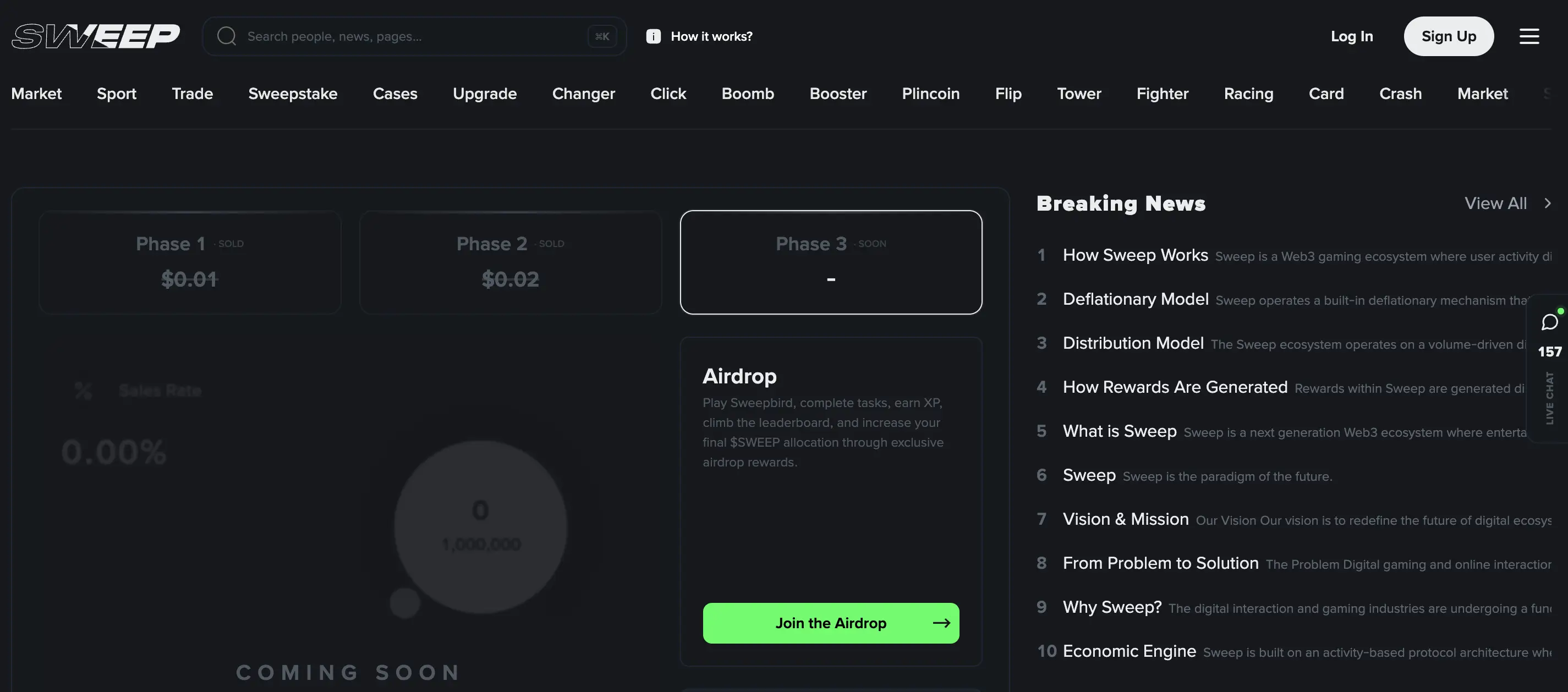 Airdrop SWEEP Alokasikan 27% Supply untuk Komunitas, Begini Cara Kumpulkan XP - sweep.webp