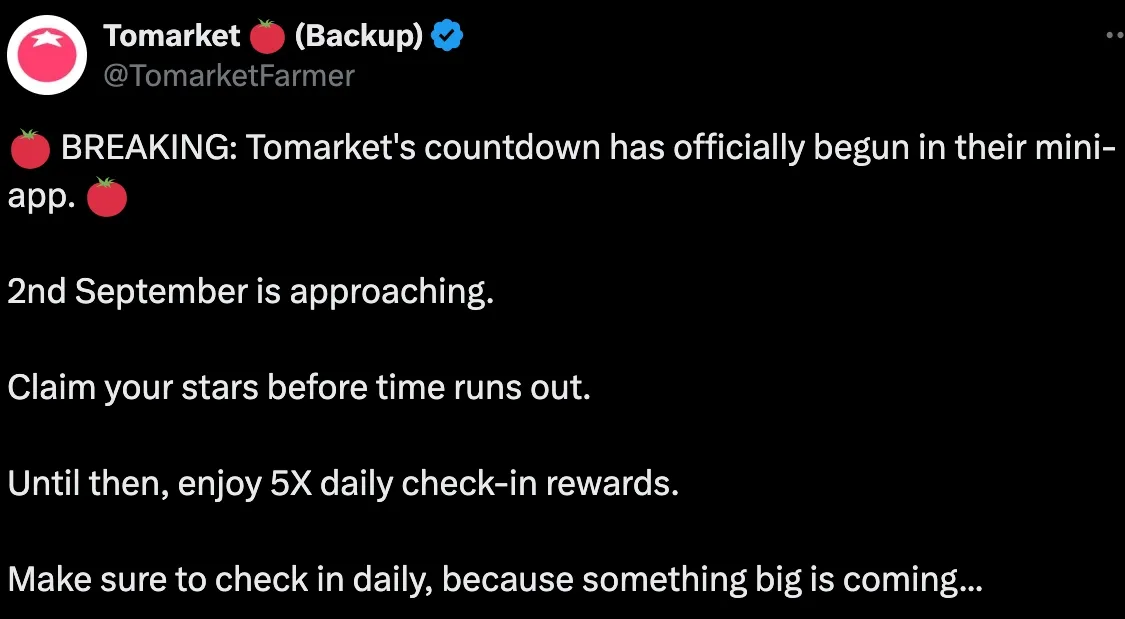 Airdrop Tomarket Bakal Listing 02 September?