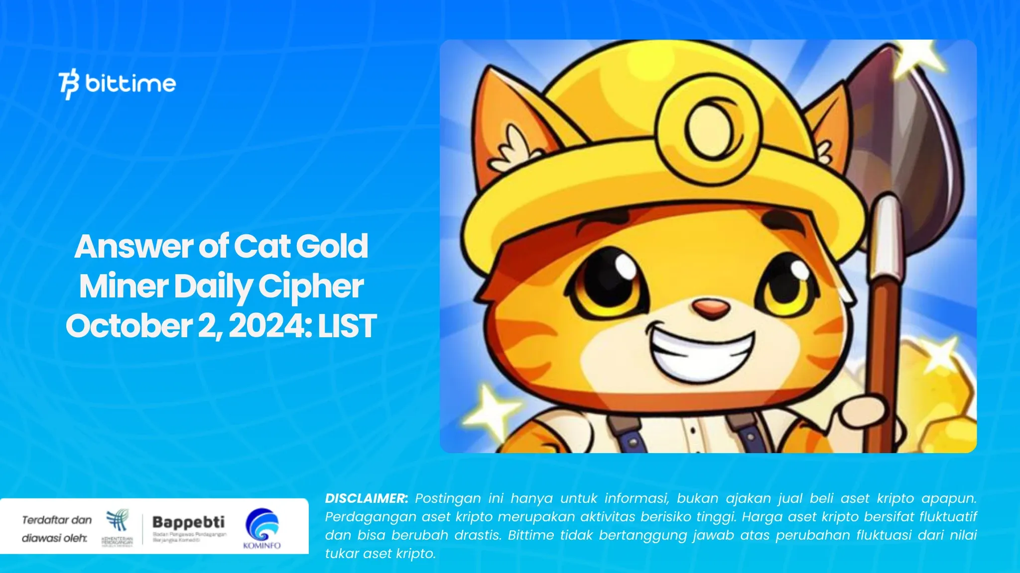 Answer of Cat Gold Miner Daily Cipher October 2, 2024