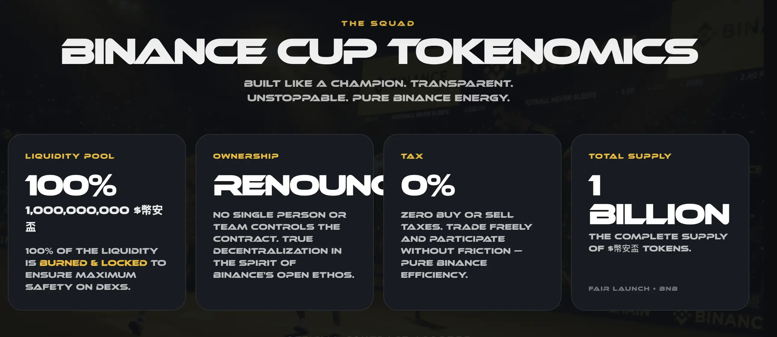 Apa Itu Binance Cup (幣安盃) Tokenomics 0% Tax, Liquidity Burned, dan Narasi Sepak Bola di BSC - tokenomics.webp