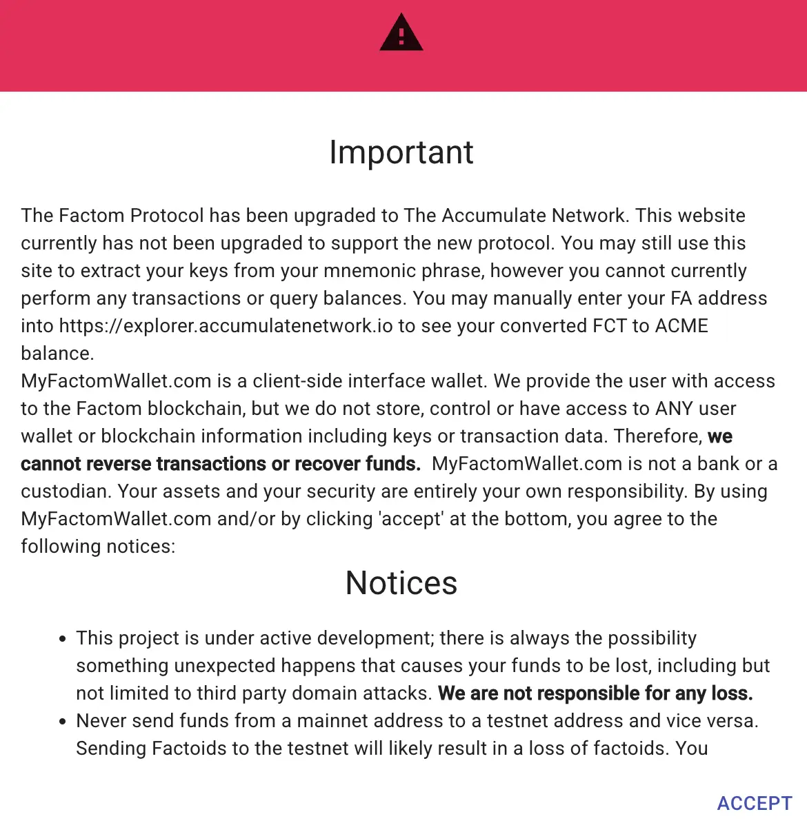 Apa Itu Factom (FCT) Pahami Blockchain Data yang Kini Bermigrasi ke Accumulate Network - warning.webp