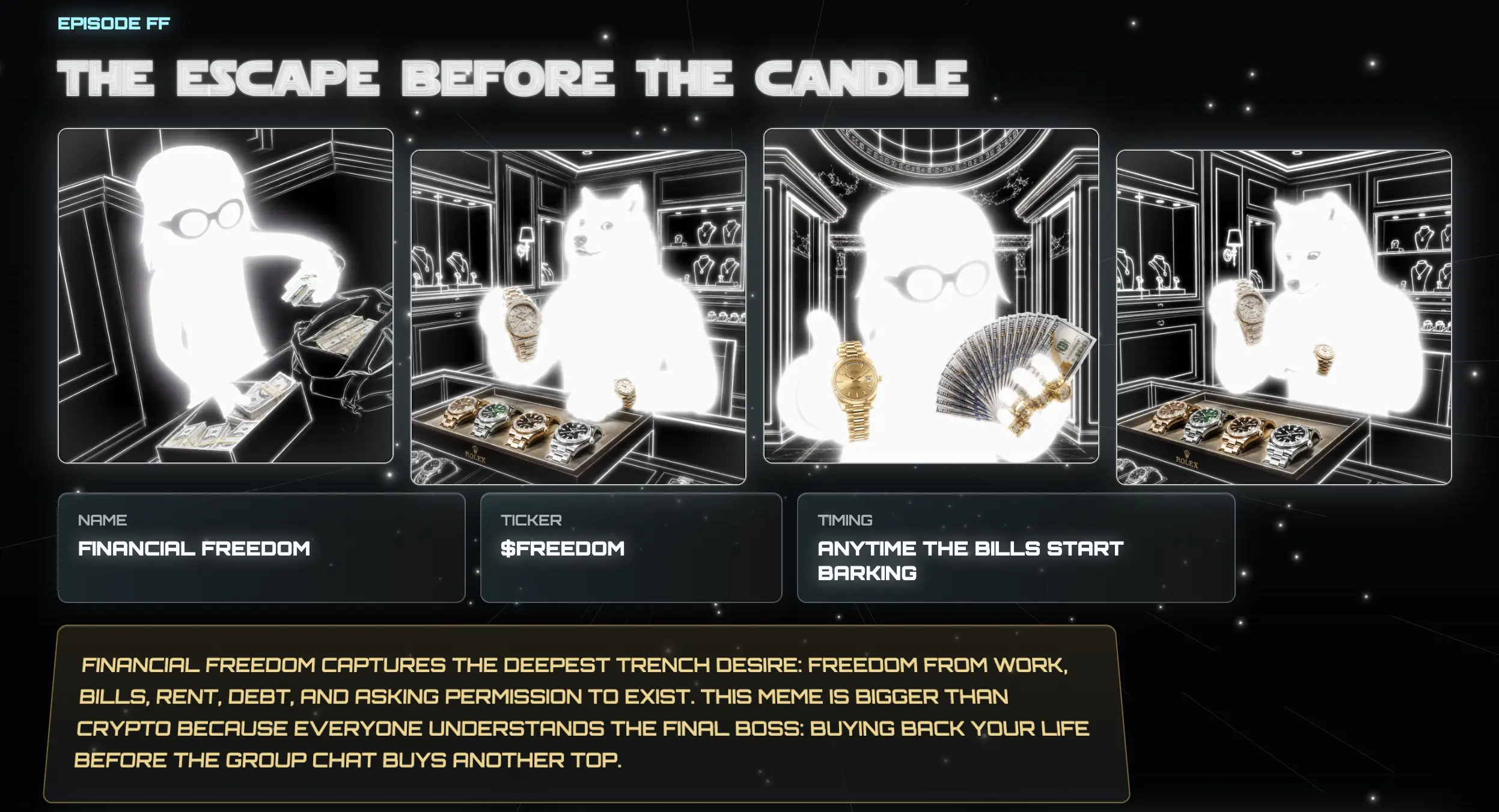 Apa Itu Financial Freedom Coin Meme Solana yang Bicara Soal Lepas dari Hutang dan Kerja.jpg - candle.webp