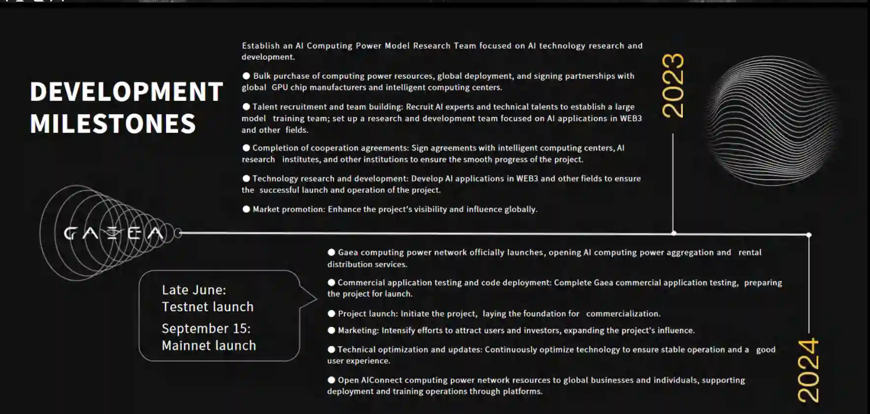 Apa Itu GAEA Memahami Platform Blockchain untuk Pelatihan AI - develoment milestone.webp