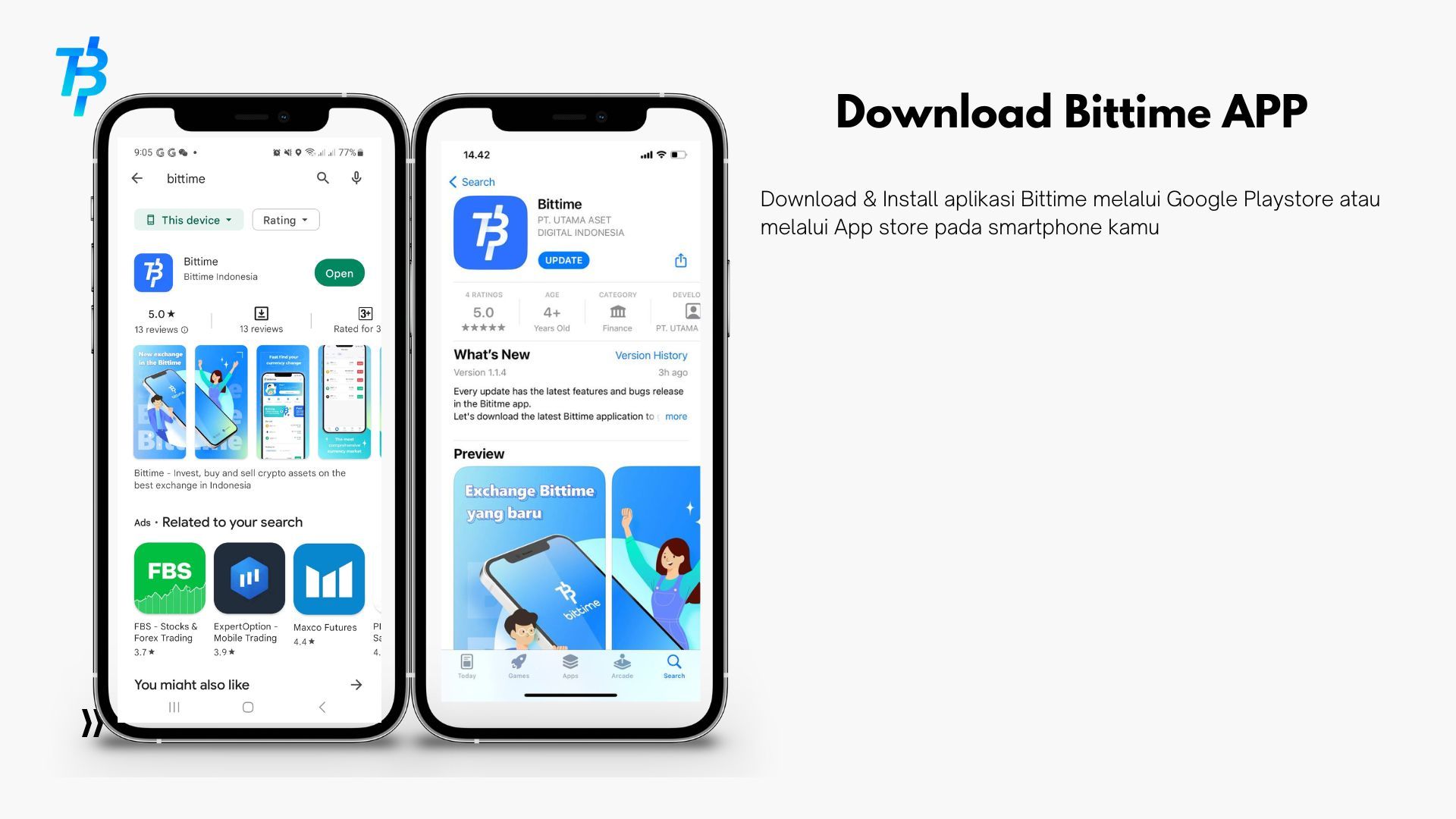 Aplikasi Bittime di Playstore dan Appstore