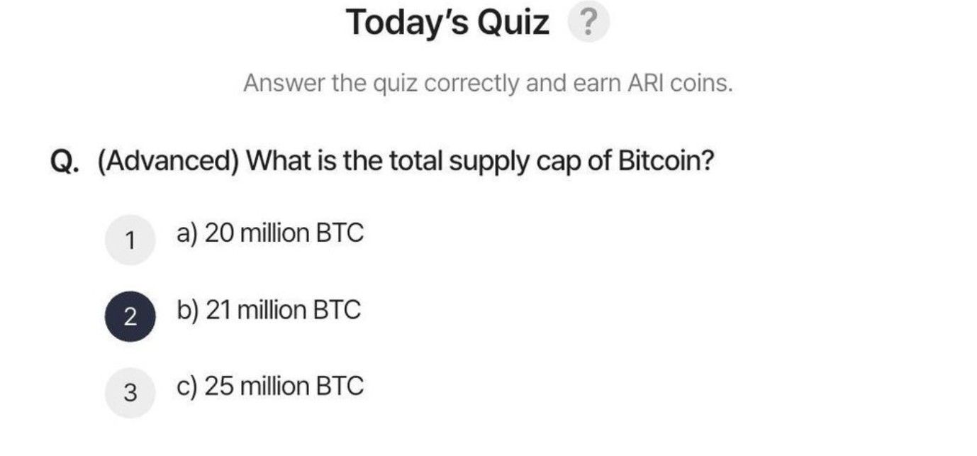 Ari Wallet Daily Quiz August 20.