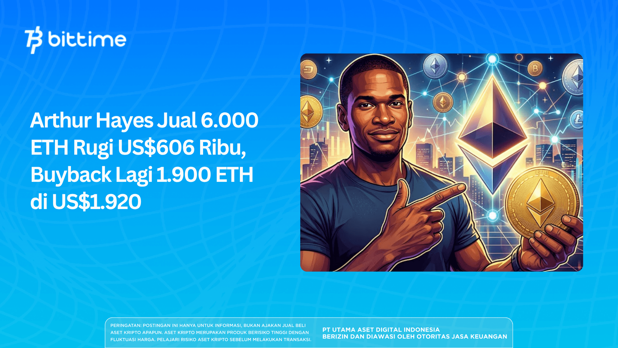 Arthur Hayes Sells 6,000 ETH at a US$606K Loss, Then Buys Back 1,900 ETH at US$1,920