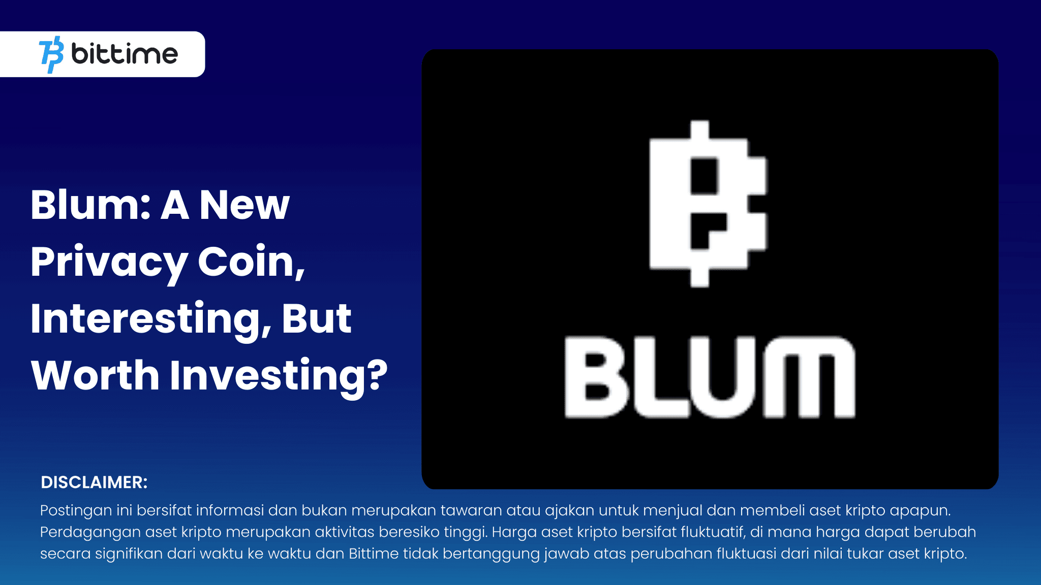 Blum: A New Privacy Coin, Interesting, But Worth Investing?