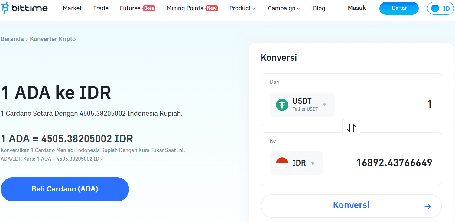 Berapa Kurs IDR to USDT Bittime Hari Ini? Ini Cara Ceknya