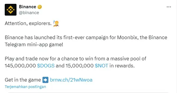 Binance Luncurkan Campaign Moonbix Binance Pertama.