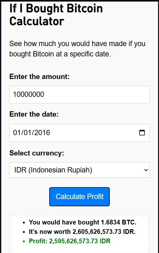 Harga Bitcoin 2016