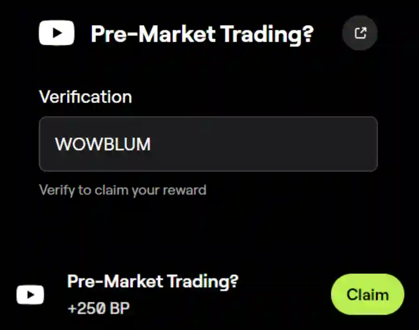 Blum YouTube Video Code 3 Oktober Hari Ini “Pre-Market Trading - code.webp
