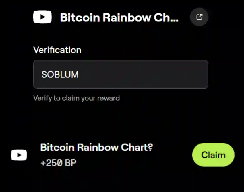 Blum YouTube Video Code October 10 Latest “Bitcoin Rainbow Chart - answer.webp