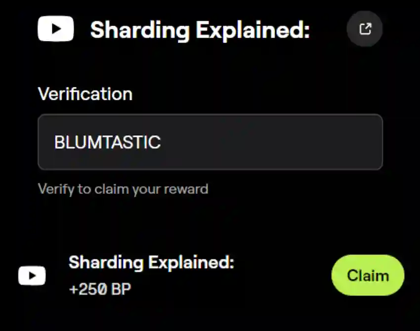 Blum YouTube Video Code October 17 Latest “Sharding Explained” - answer.webp