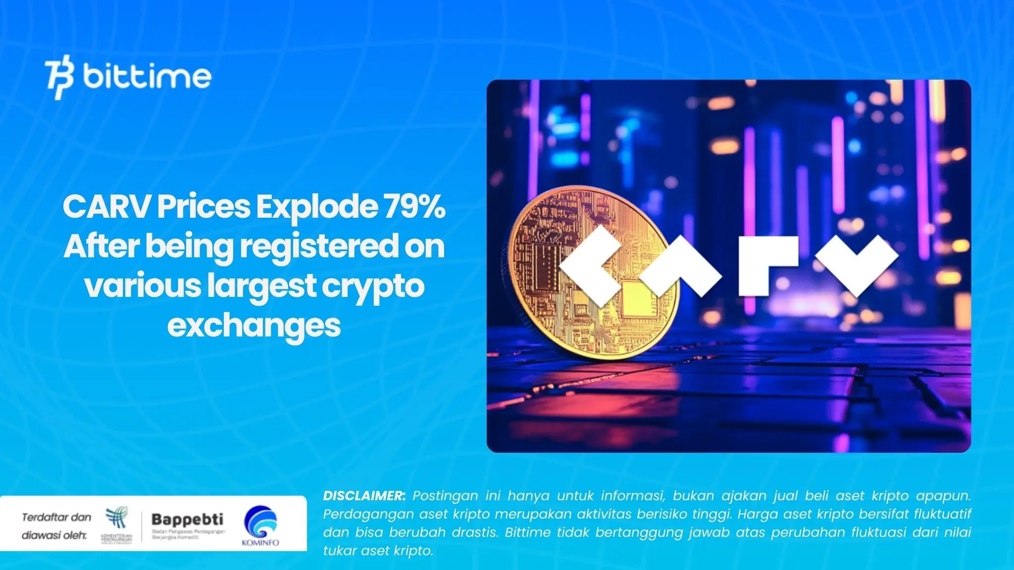 CARV Prices Explode 79% After being registered on various largest crypto exchanges