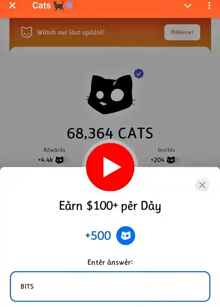 CATS Youtube Code Earn $100+ Per Day - answer.webp