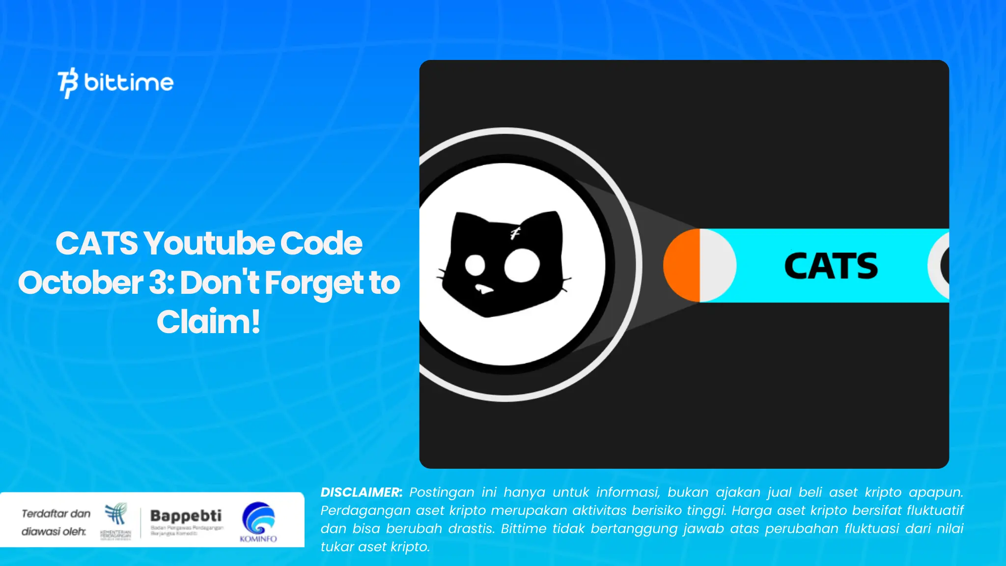 CATS Youtube Code October 3: Don't Forget to Claim!