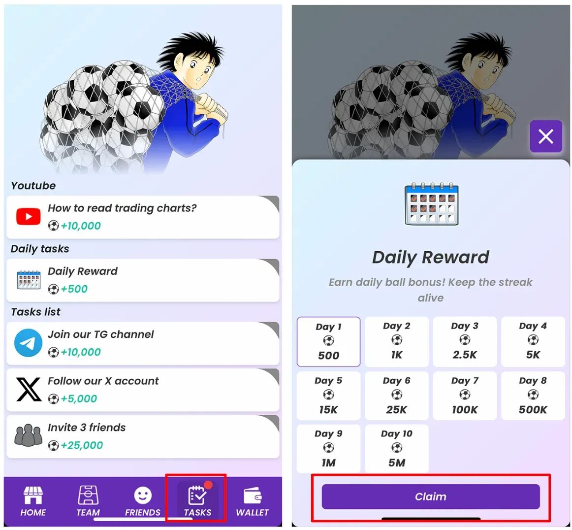 Cara Bermain Captain Tsubasa RIVALS Airdrop - Tugas Harian dan Bonus.webp