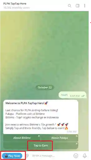 Cara Bermain Game Telegram PLPA TapTap Hero - ketik tap to earn.webp