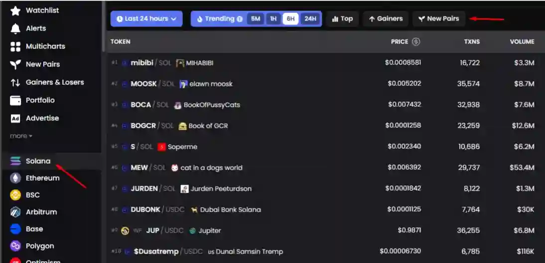 Cara Cari Memecoin Solana DexScreener dengan Potensi Meroket 10X, Mudah dan Simpel - atur filter.webp