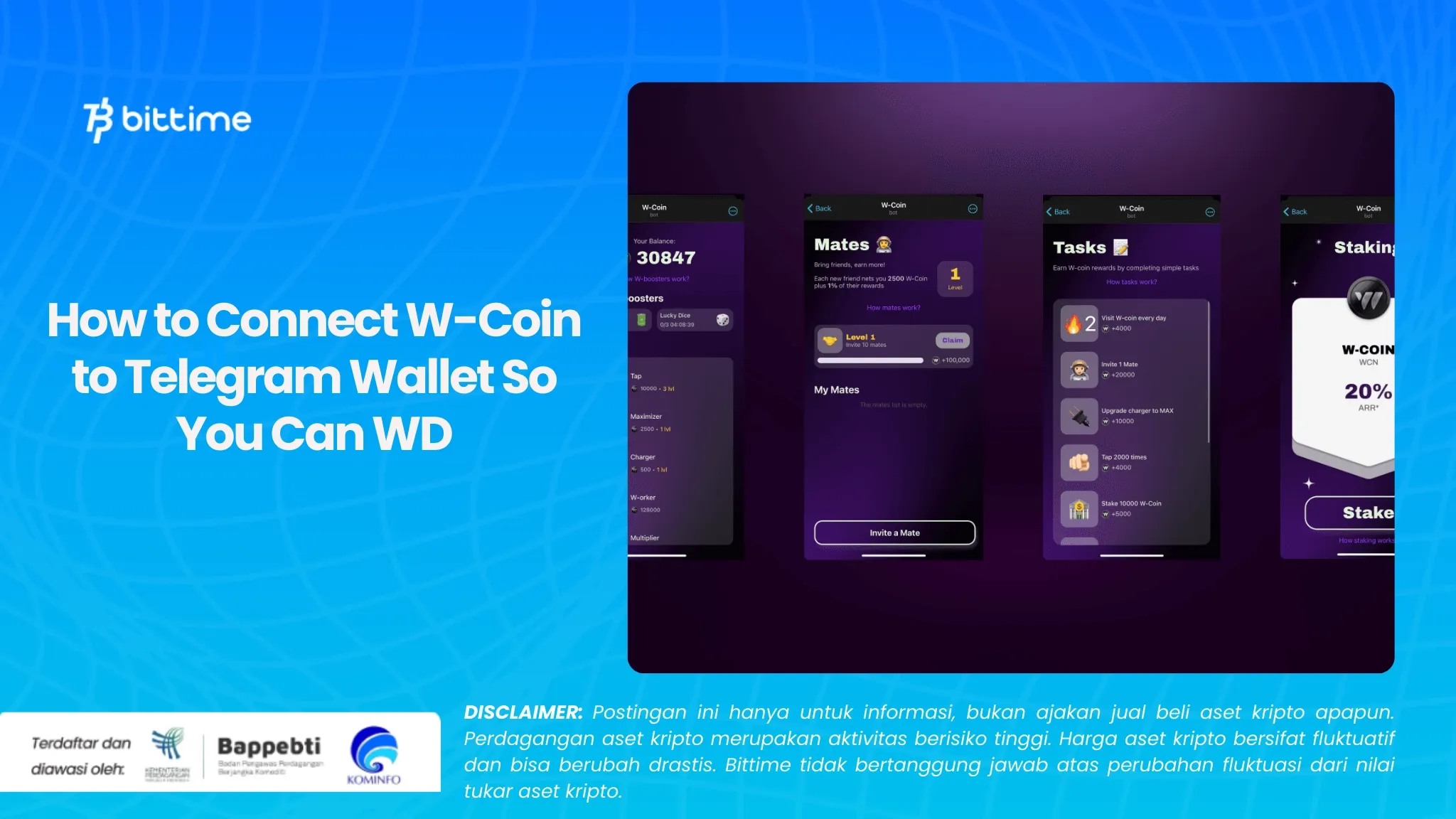 Cara Menghubungkan W-Coin ke Wallet Telegram Biar Bisa WD