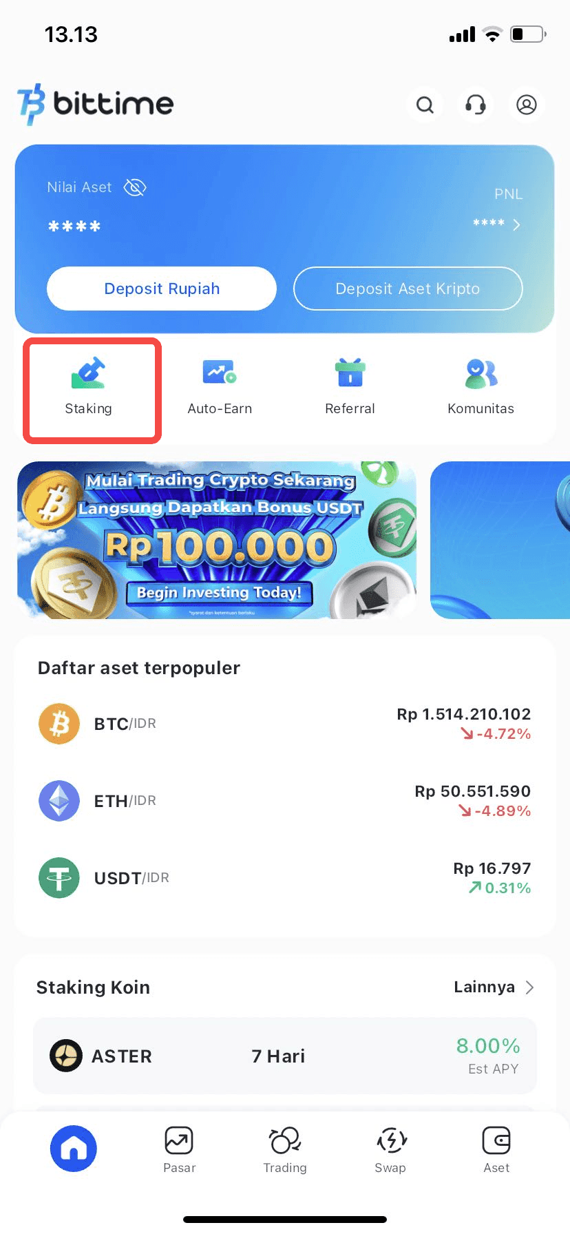 Cara Staking ETH di Bittime dalam 4 Langkah Mudah