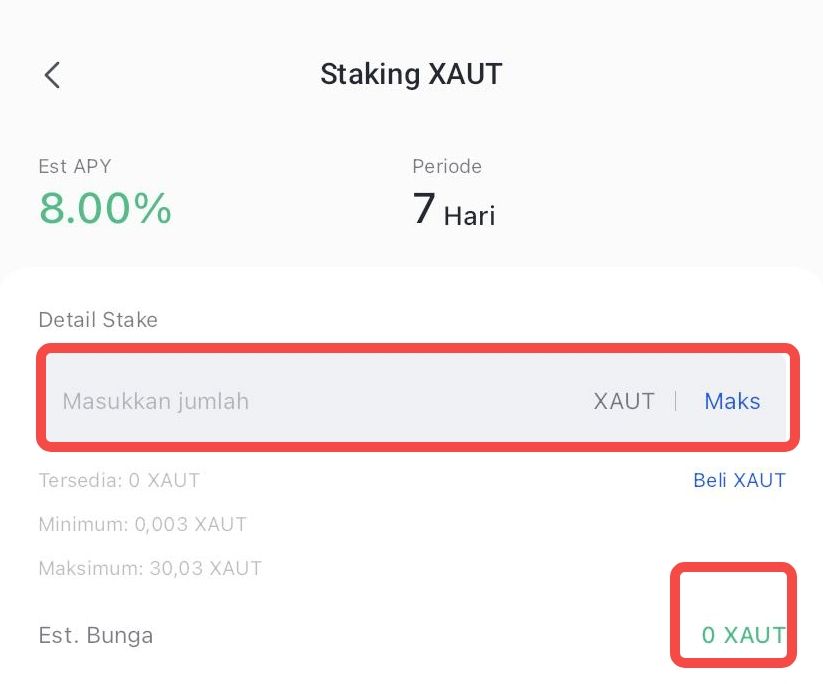 Cara Staking XAUT di Bittime