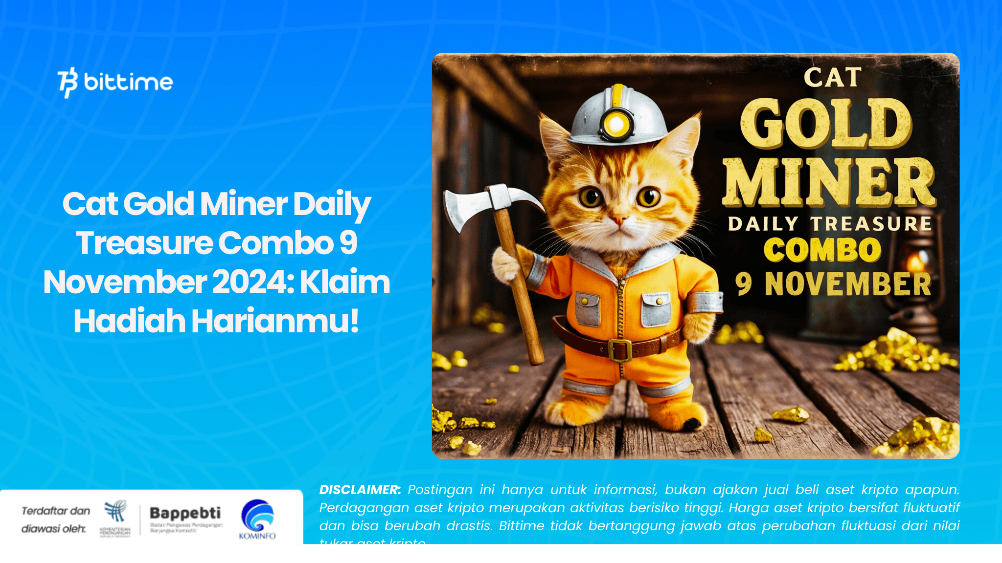 Cat Gold Miner Daily Treasure Combo 9 November 2024: Klaim Hadiah Harianmu!