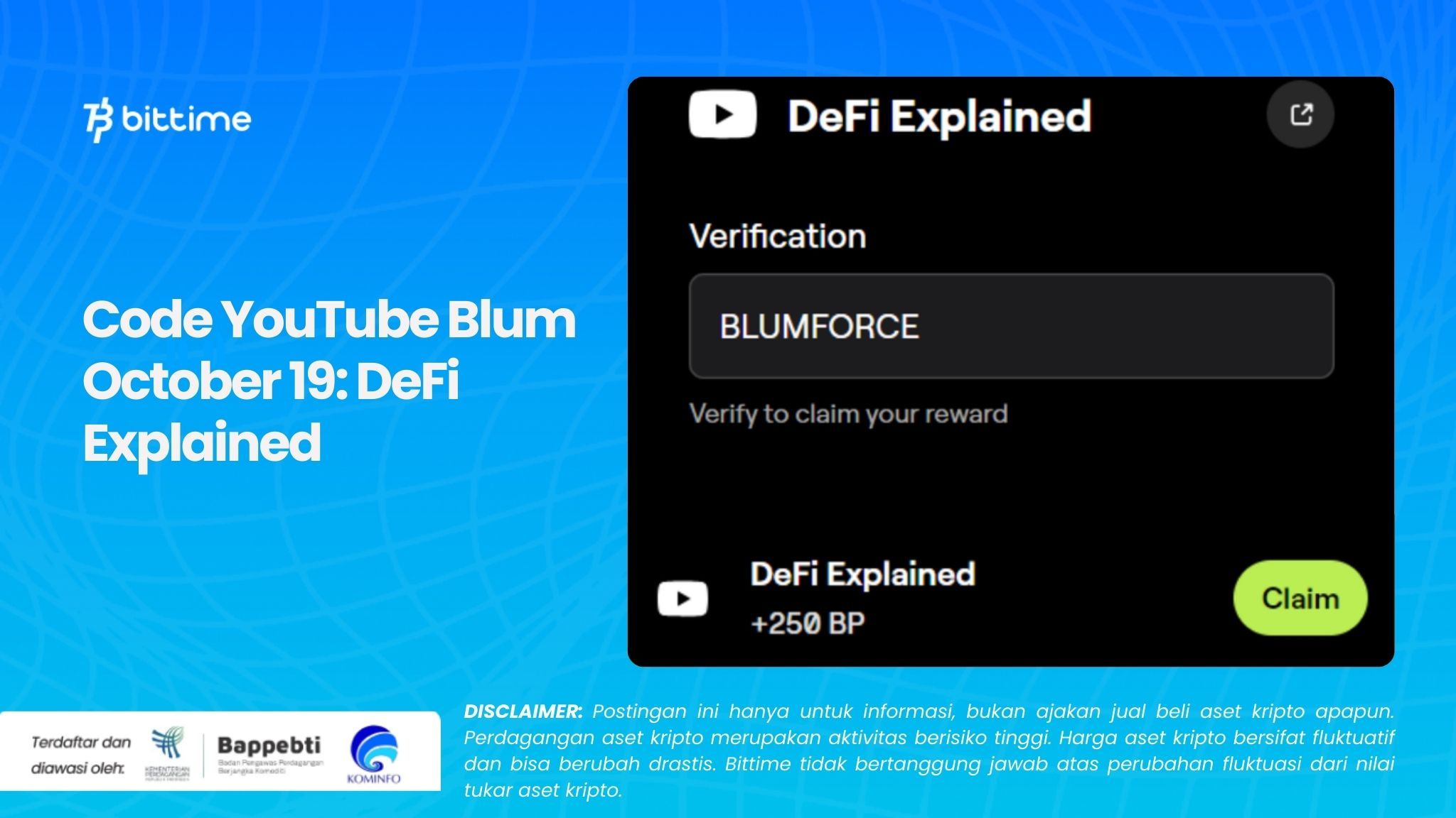 Code YouTube Blum October 19 DeFi Explained