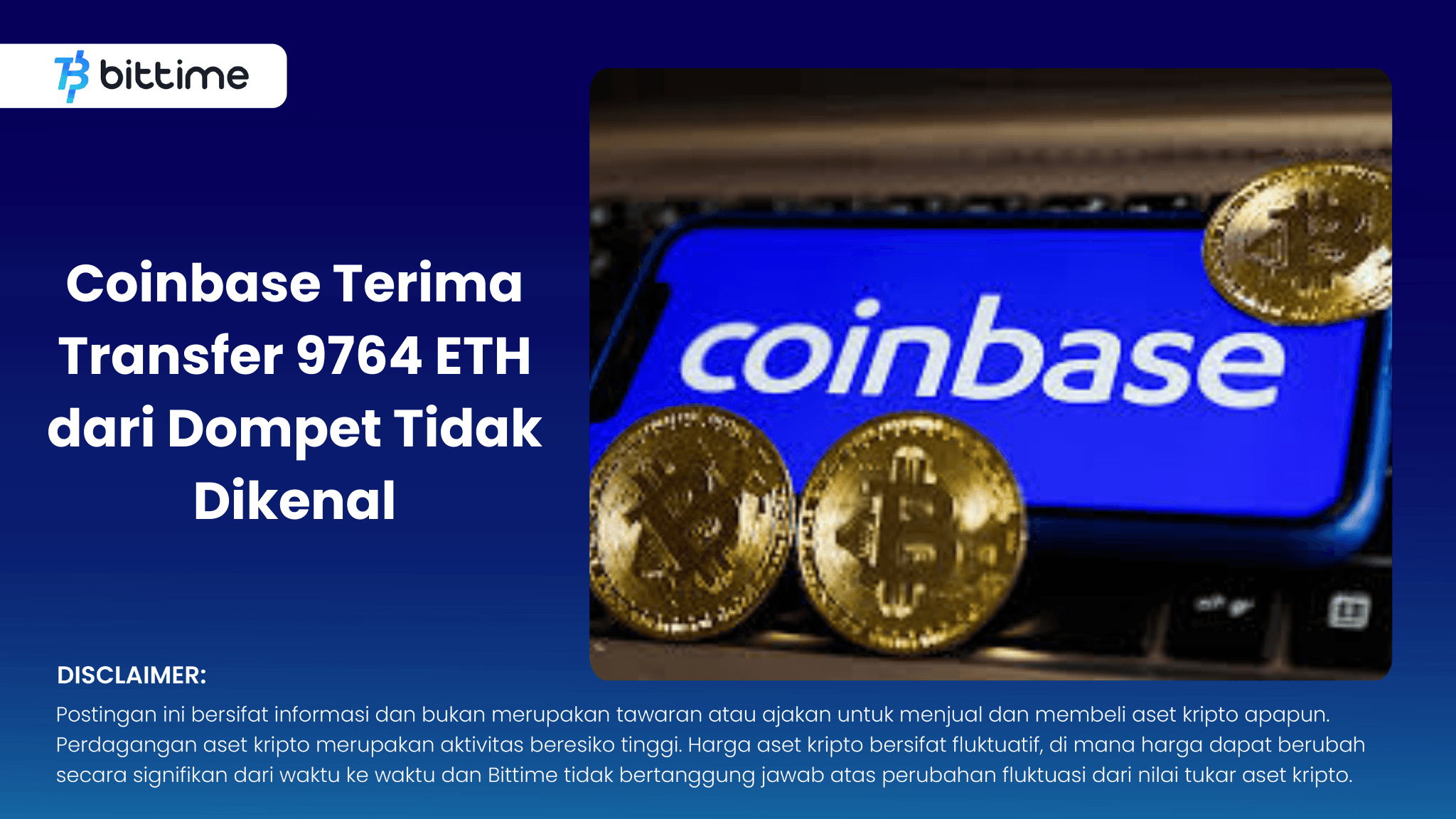 Coinbase Terima Transfer 9764 ETH dari Dompet Tidak Dikenal