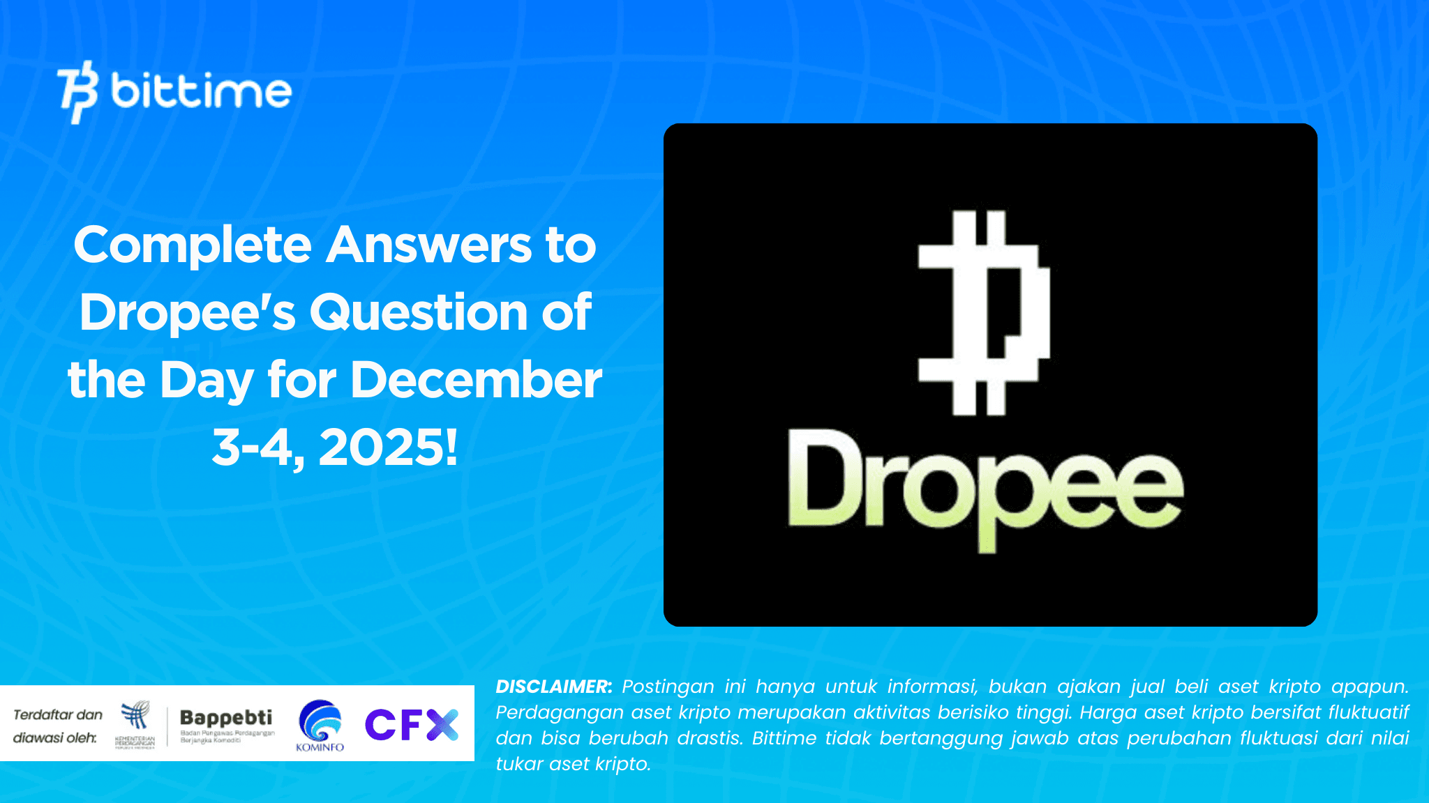 Complete Answers to Dropee's Question of the Day for December 3-4, 2025!