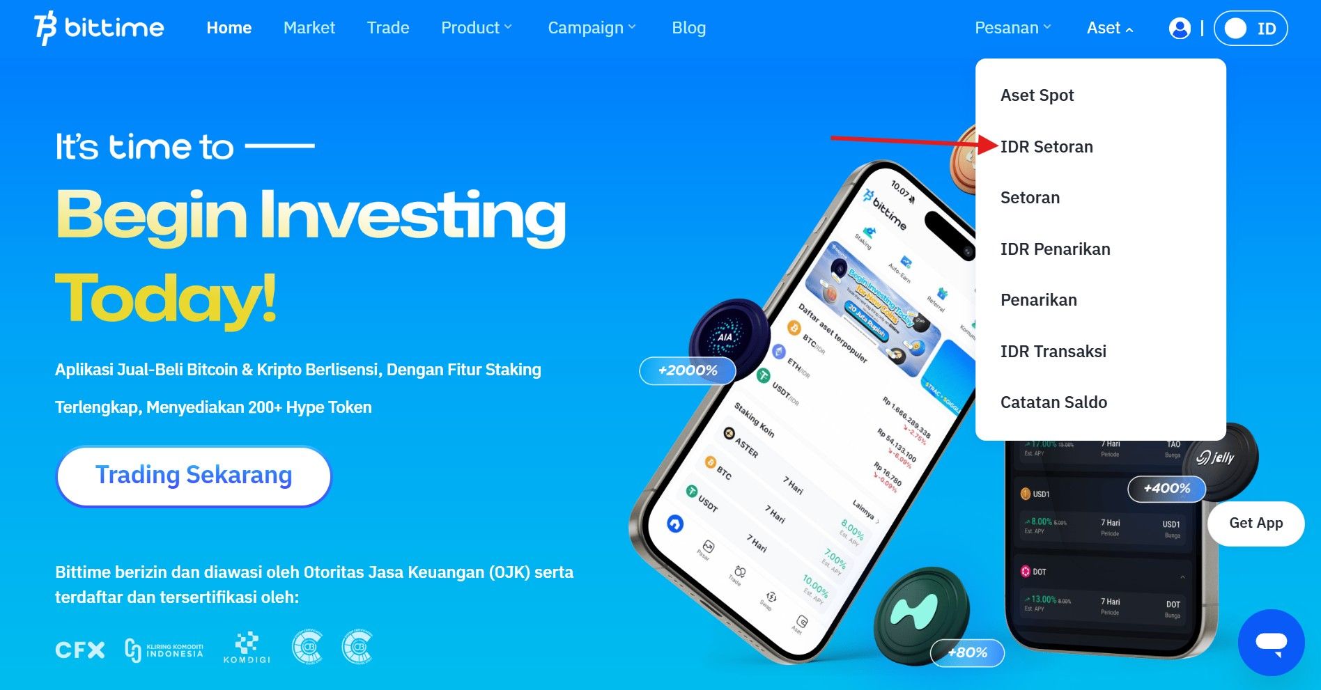 Deposit Rupiah di Bittime.