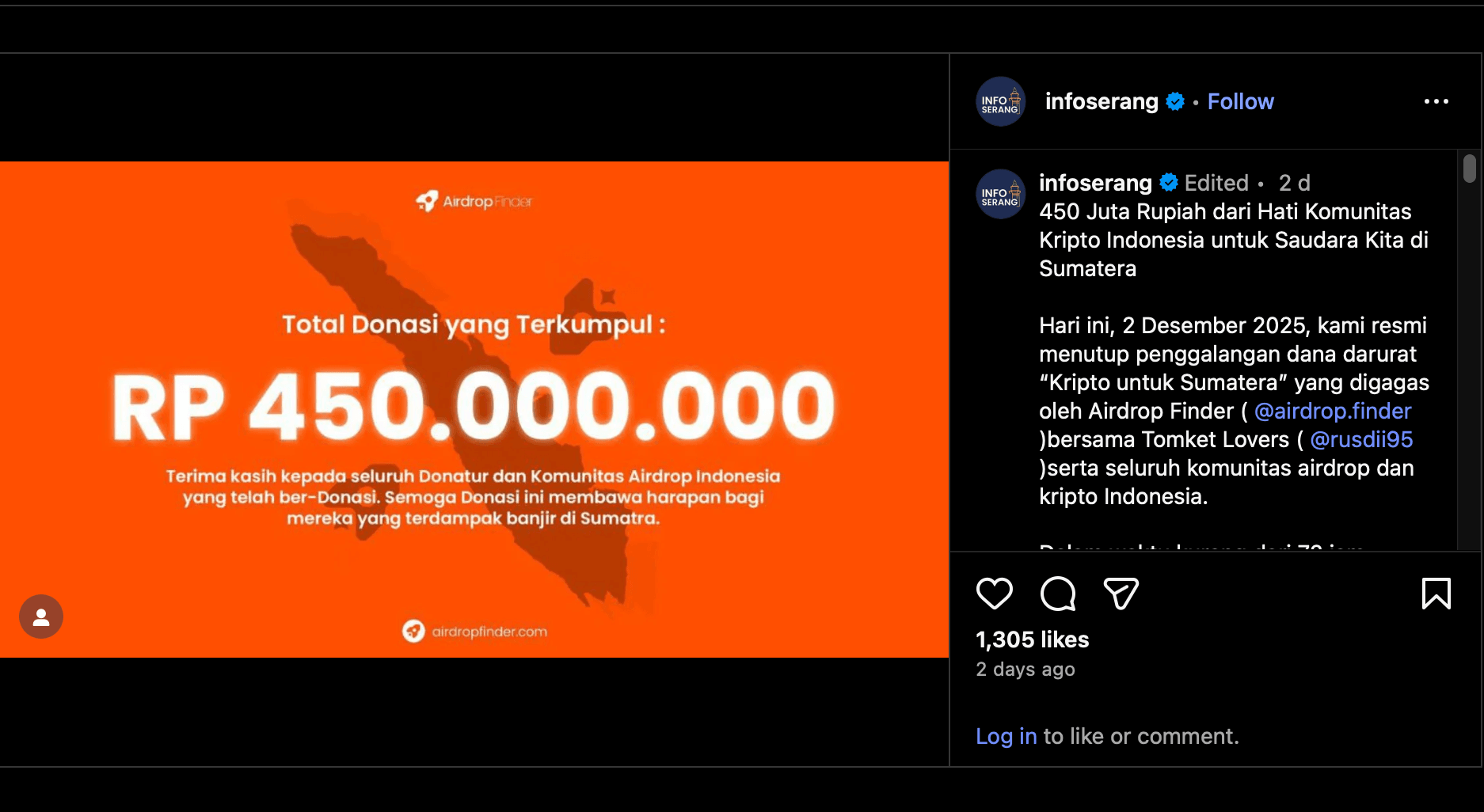 Donasi Bencana Sumatra komunitas kripto