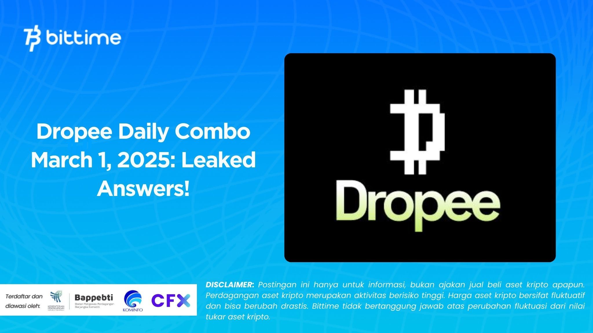 Dropee Daily Combo 1 Maret 2025 Bocoran Jawaban!
