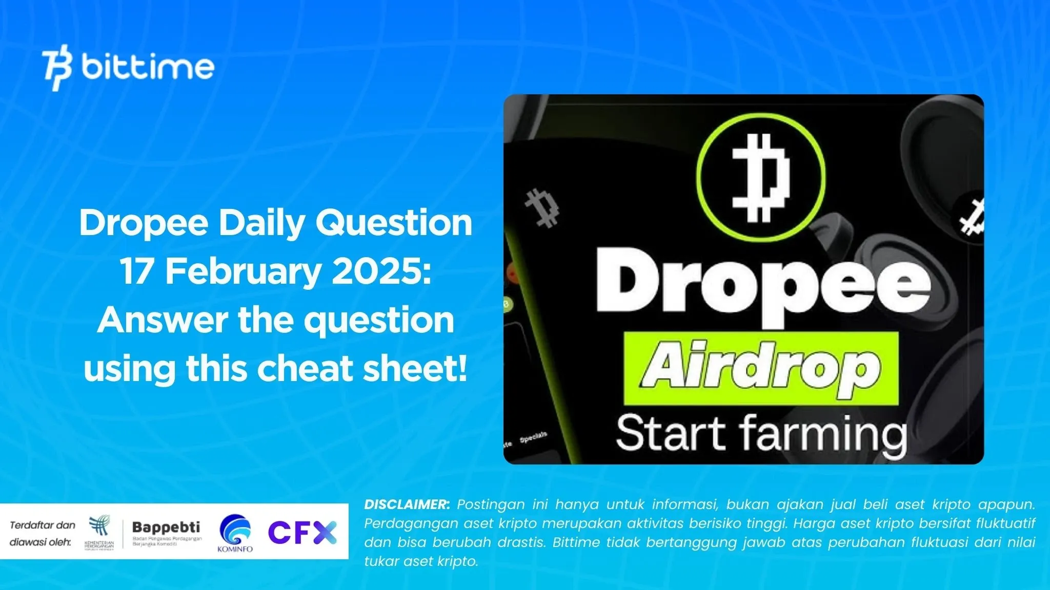 Dropee Daily Question 17 February 2025 Answer the question using this cheat sheet