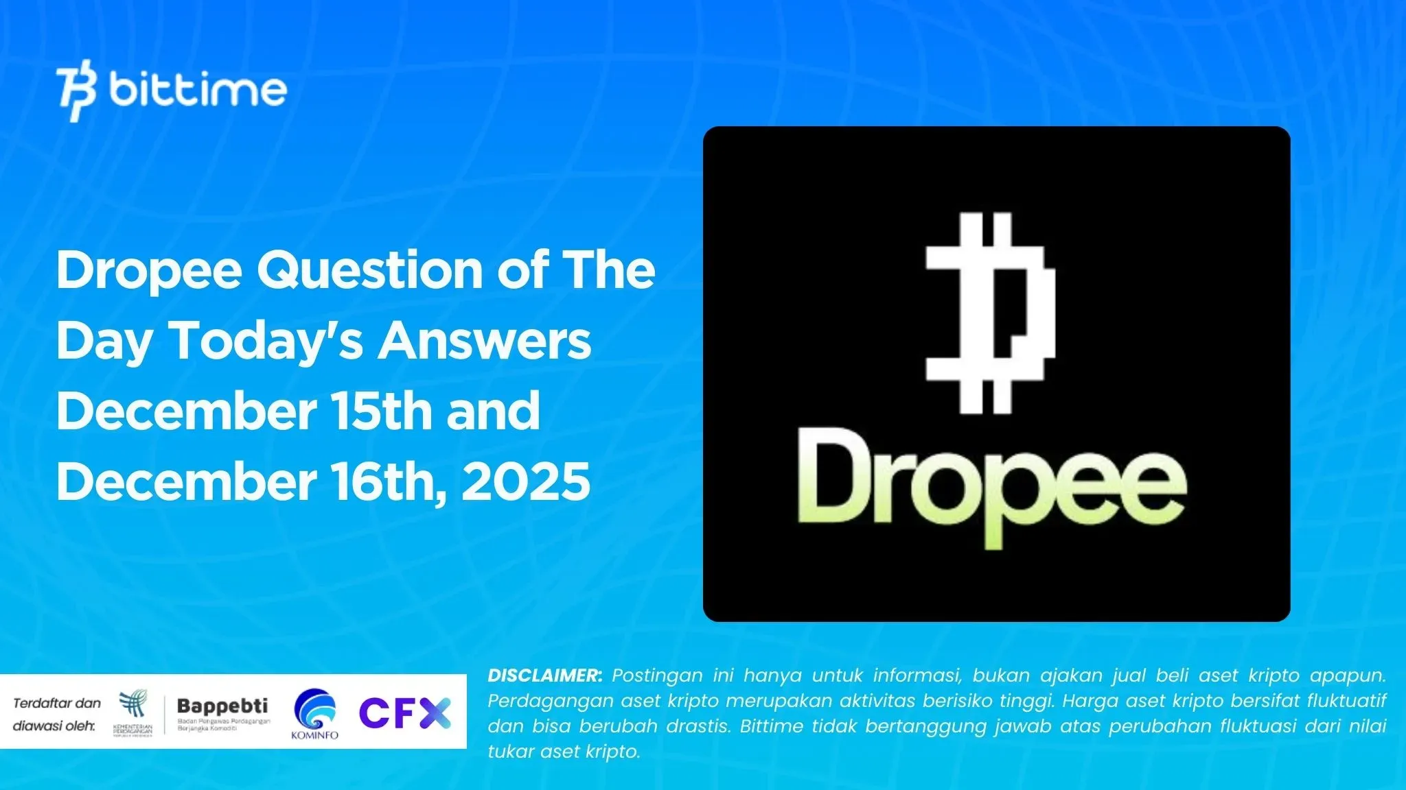 Dropee Question of The Day Today's Answers December 15th and December 16th, 2025