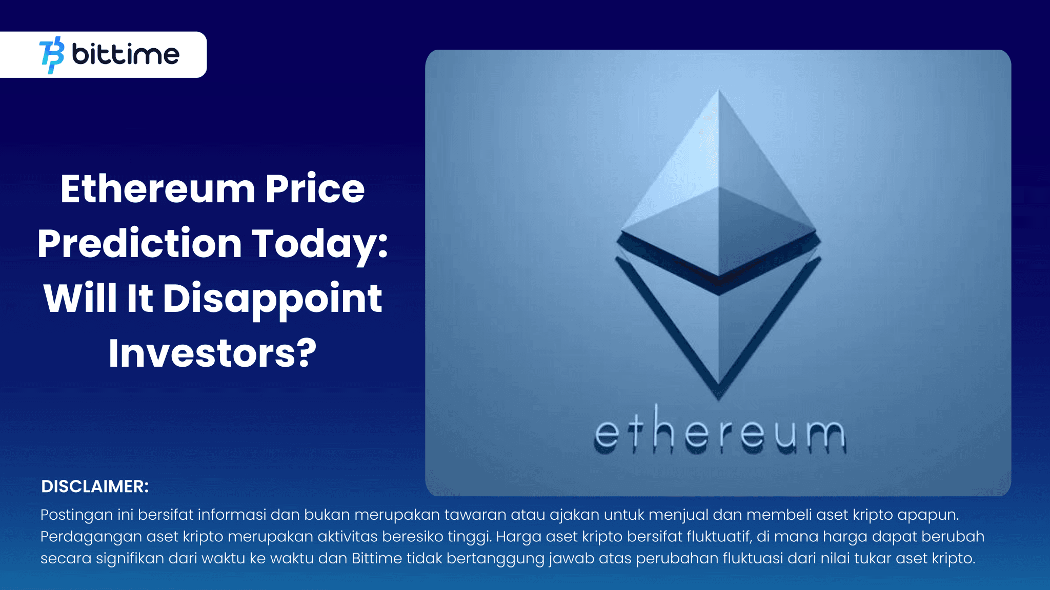 Ethereum Price Prediction Today: Will It Disappoint Investors?