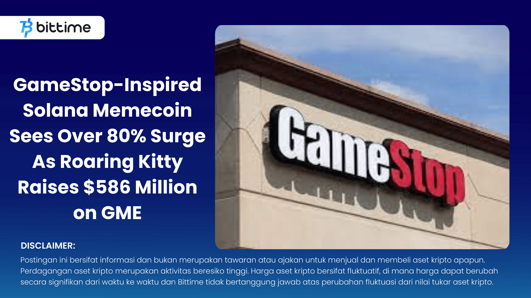 GameStop-Inspired Solana Memecoin Sees Over 80% Surge As Roaring Kitty Raises $586 Million on GME