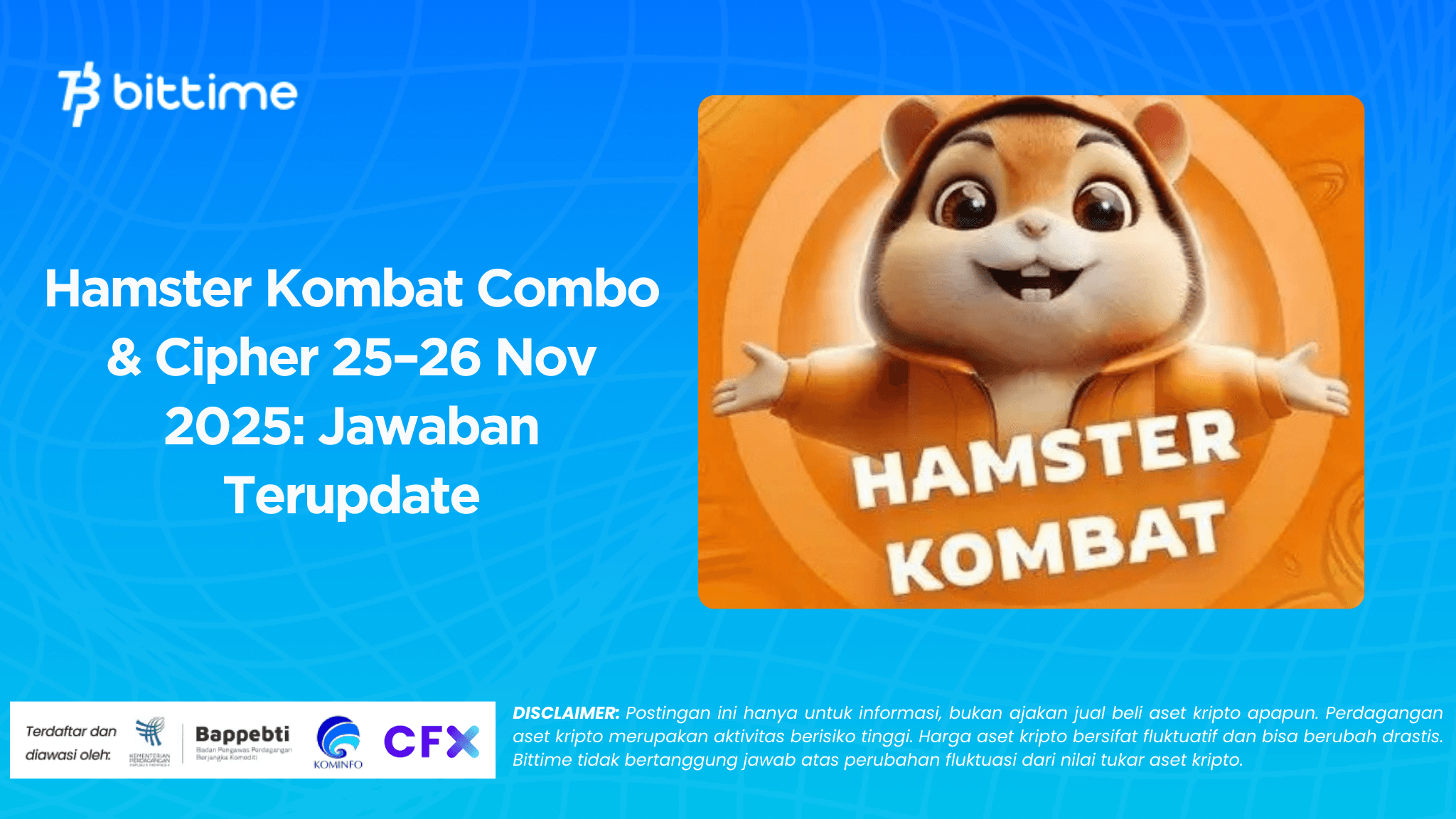Hamster Kombat Combo & Cipher 25–26 Nov 2025: Jawaban Terupdate