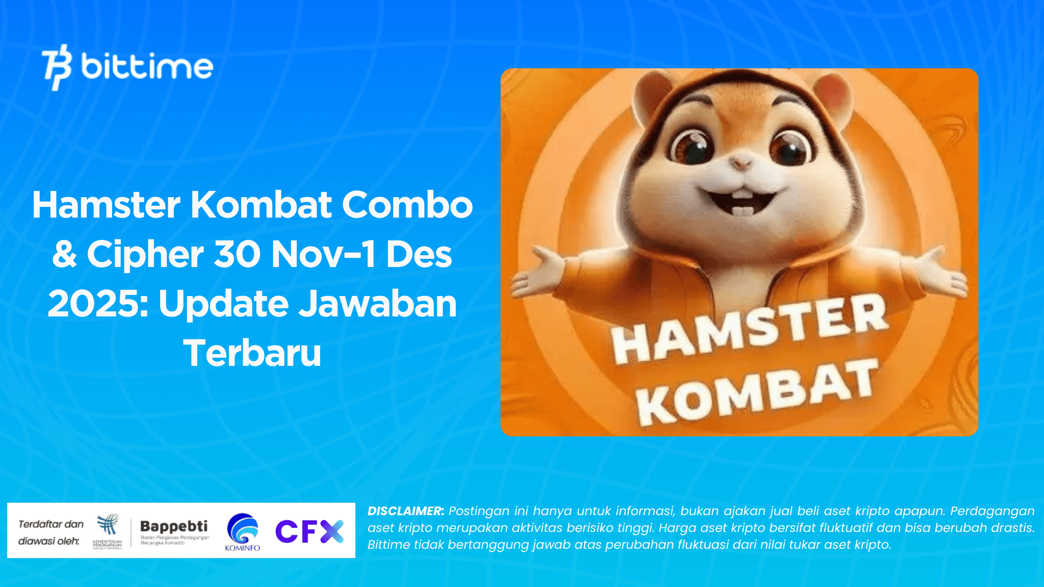 Hamster Kombat Combo & Cipher 30 Nov–1 Des 2025: Update Jawaban Terbaru