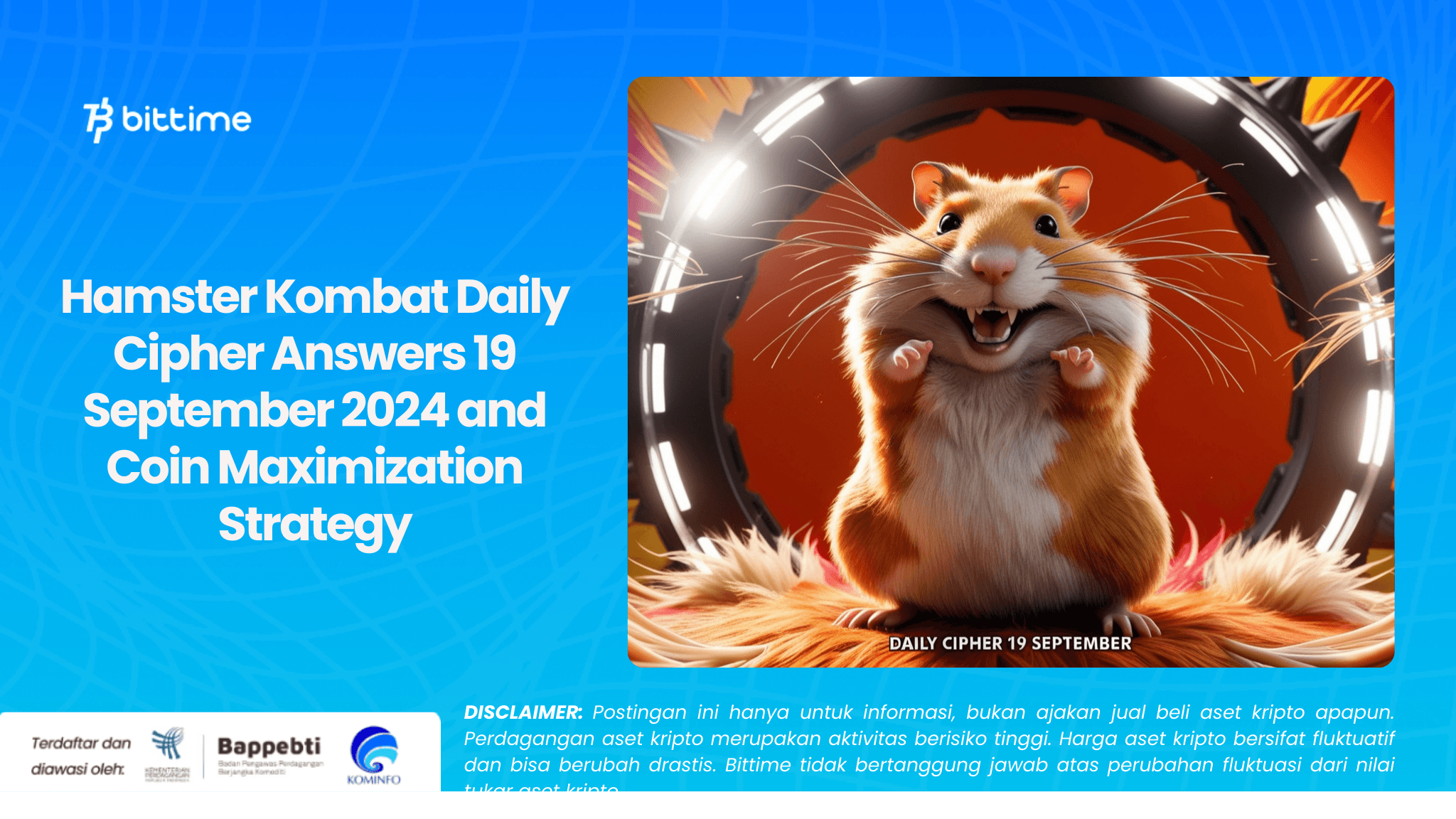 Hamster Kombat Daily Cipher Answers 19 September 2024 and Coin Maximization Strategy