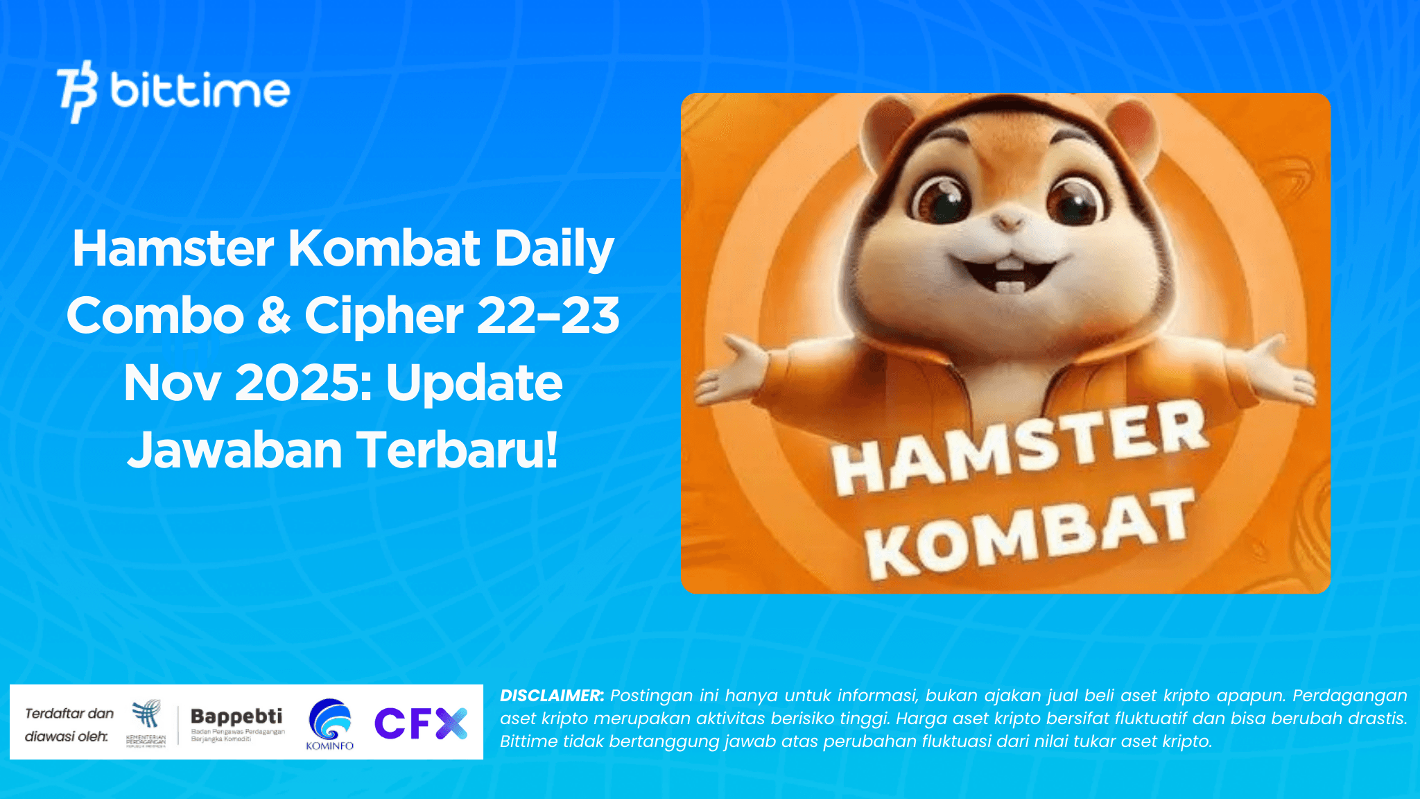 Hamster Kombat Daily Combo & Cipher 22–23 Nov 2025: Update Jawaban Terbaru!