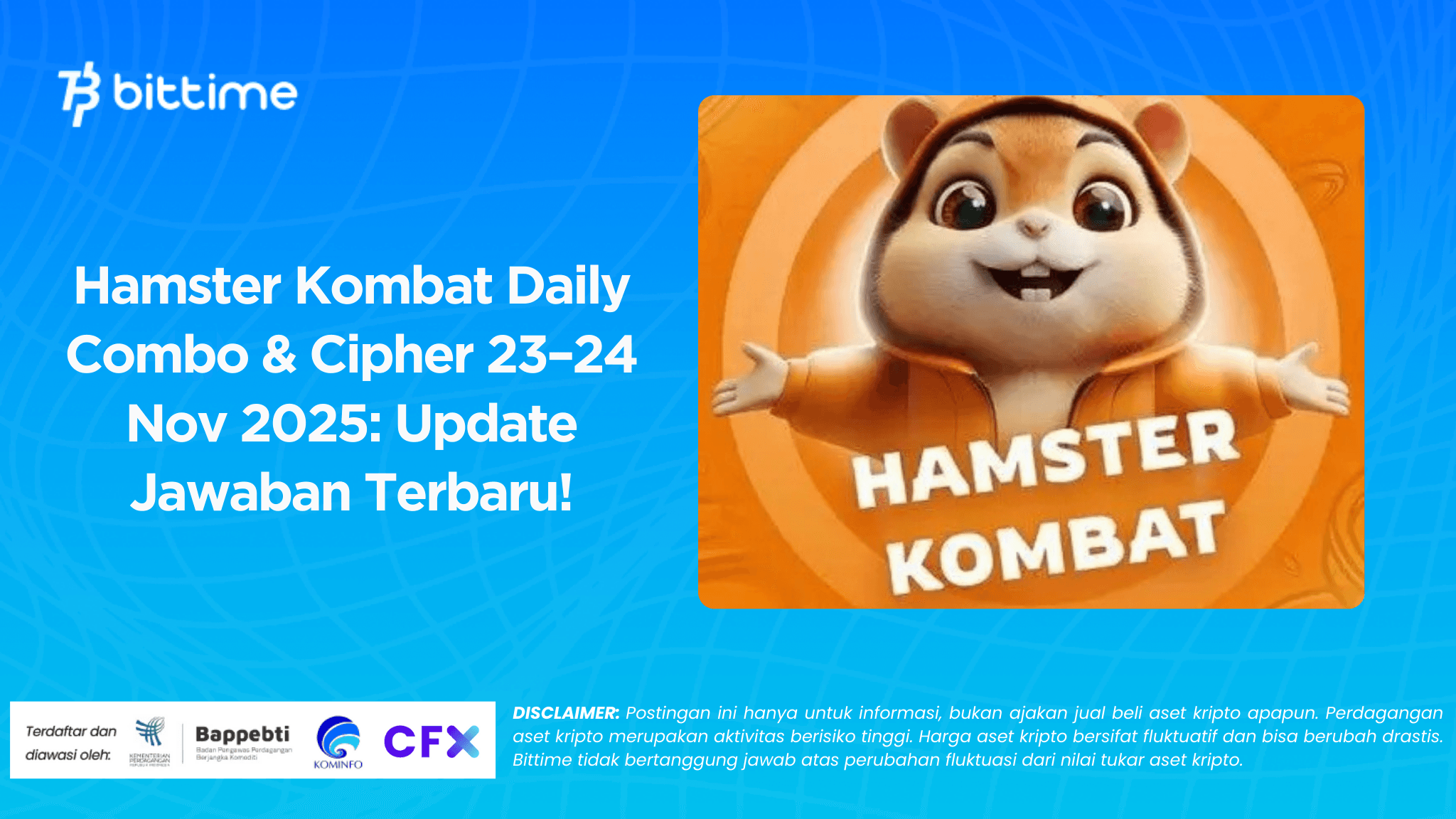 Hamster Kombat Daily Combo & Cipher 23–24 Nov 2025: Update Jawaban Terbaru!