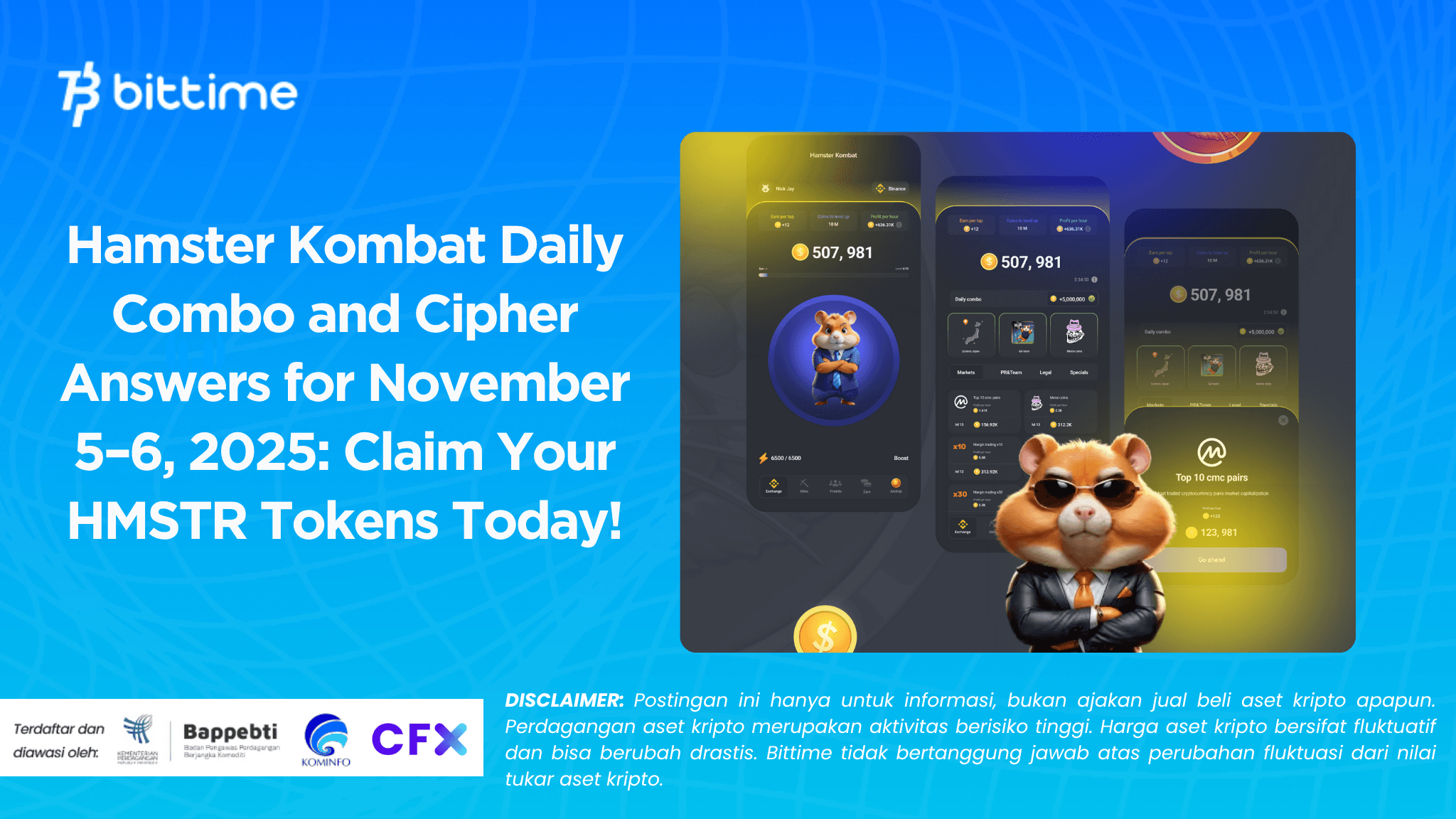 Hamster Kombat Daily Combo and Cipher Answers for November 5–6, 2025 Claim Your HMSTR Tokens Today