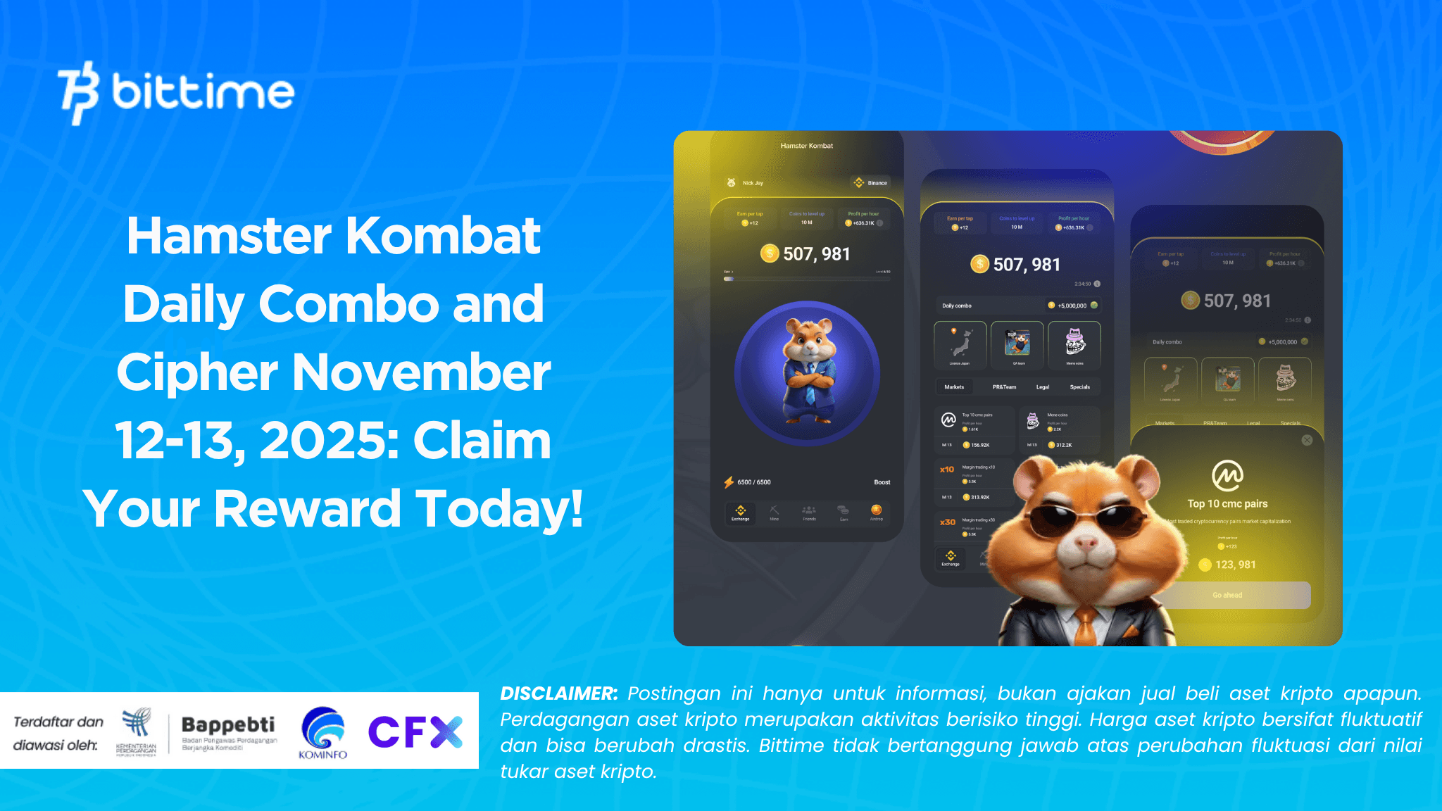 Hamster Kombat Daily Combo and Cipher November 12-13, 2025: Claim Your Reward Today!