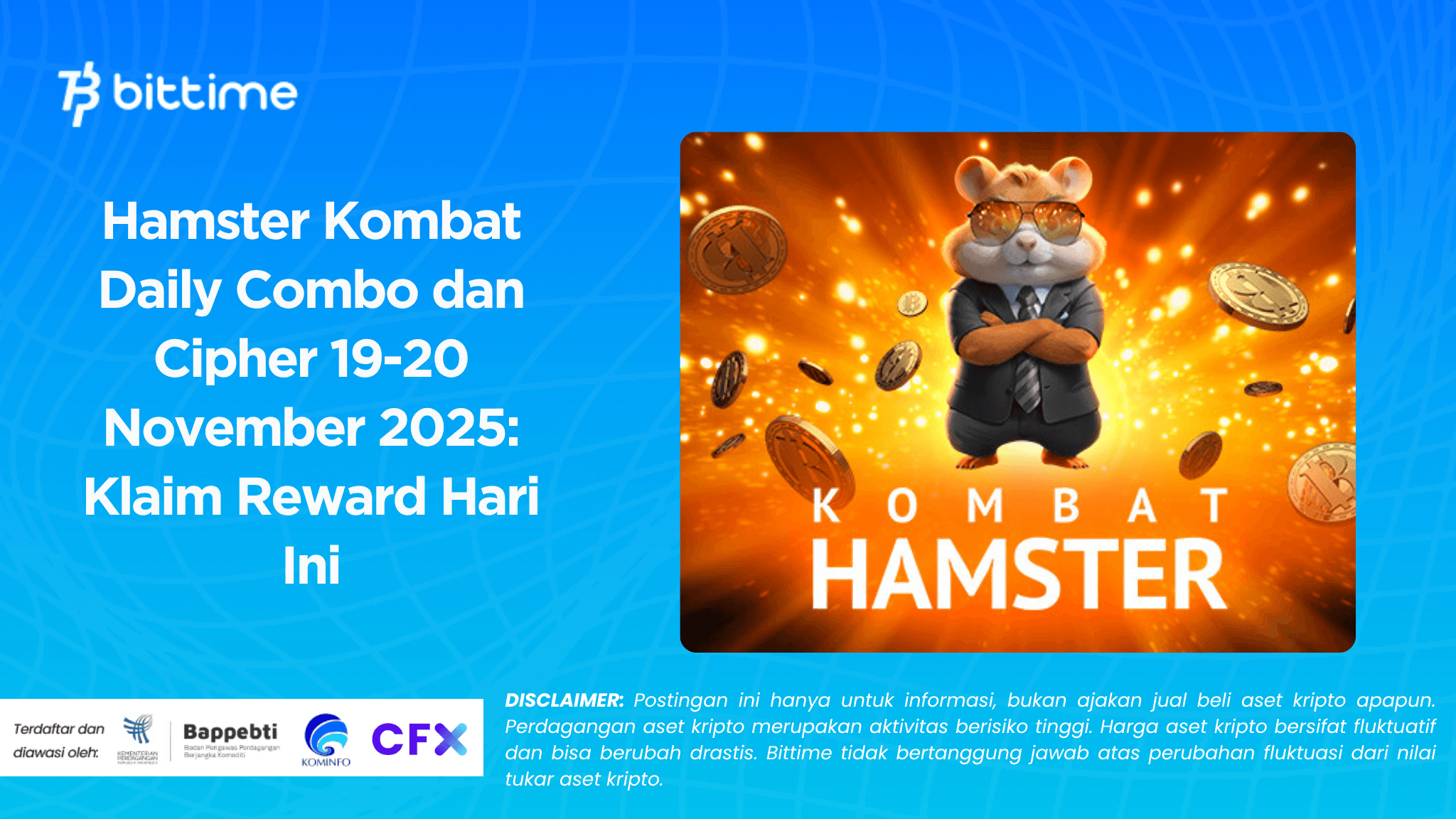 Hamster Kombat Daily Combo dan Cipher 19-20 November 2025: Klaim Reward Hari Ini!
