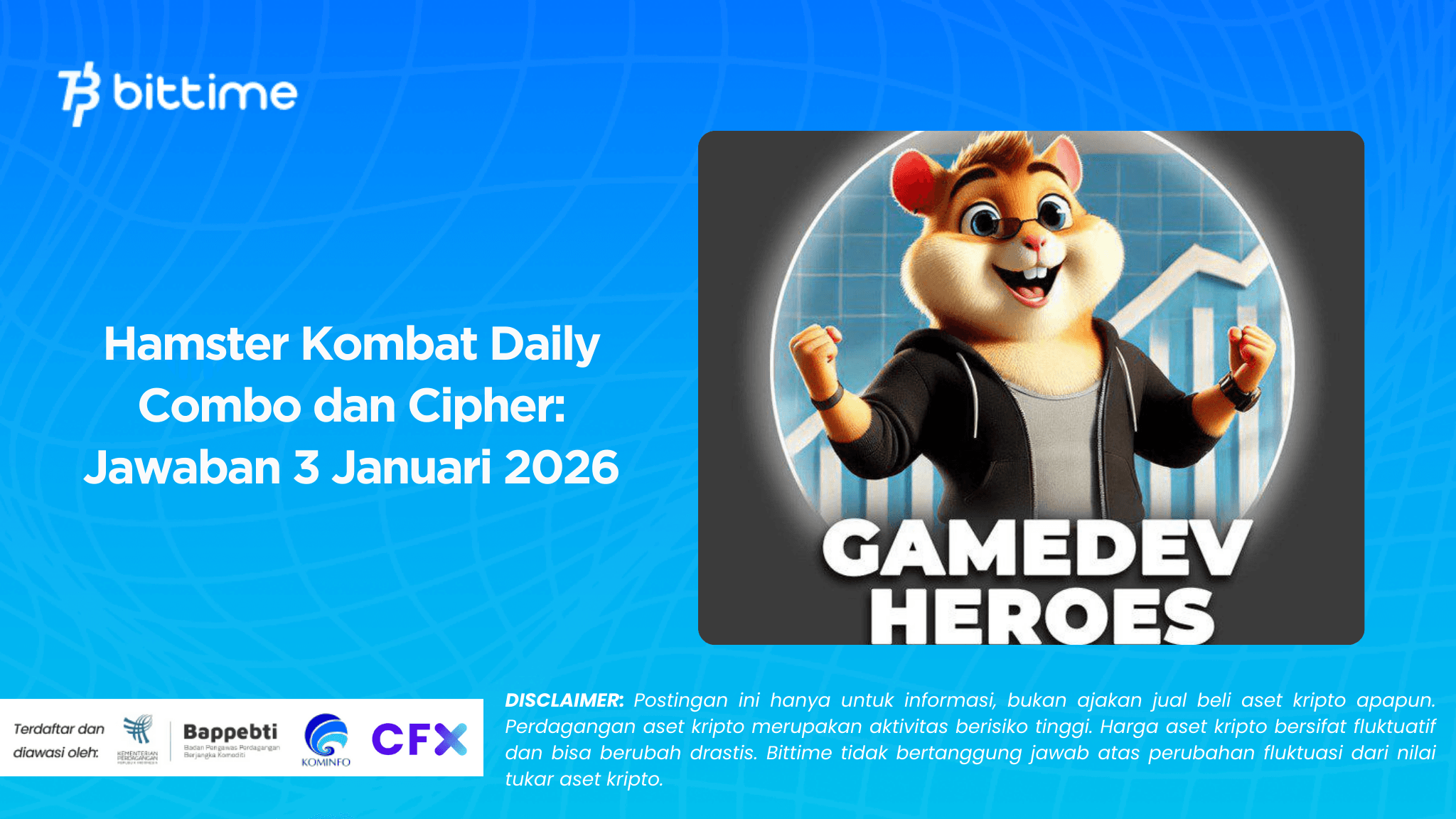 Hamster Kombat Daily Combo dan Cipher: Jawaban 3 Januari 2026